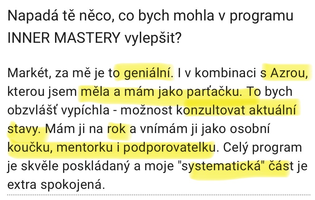 Zpráva od klientky — program i digitální koučka Azra AI jako osobní podpora